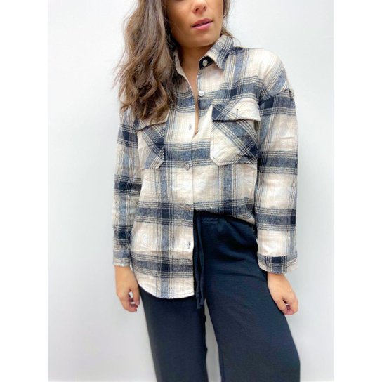 Camisa flanelada xadrez - Areia