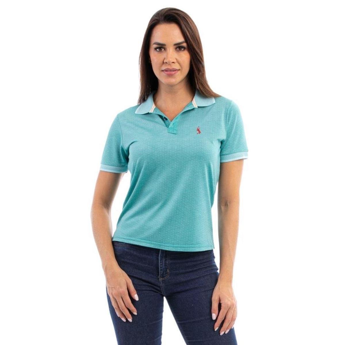 camisa gola polo feminina verde