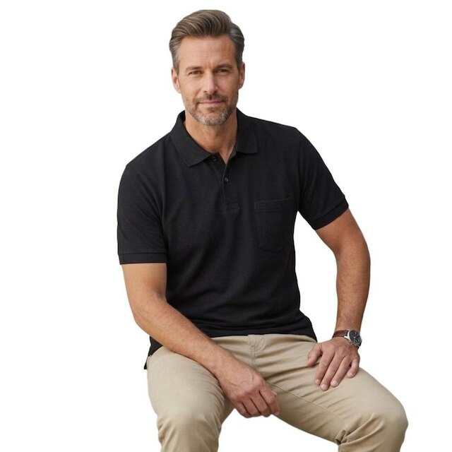Camisa Gola Polo Com Bolso Masculina Blusa Piquet Basica Algodão Poliester Confortavel Slim Elegante