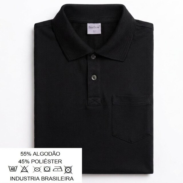 Camisa Gola Polo Com Bolso Masculina Blusa Piquet Basica Algodão Poliester Confortavel Slim Elegante
