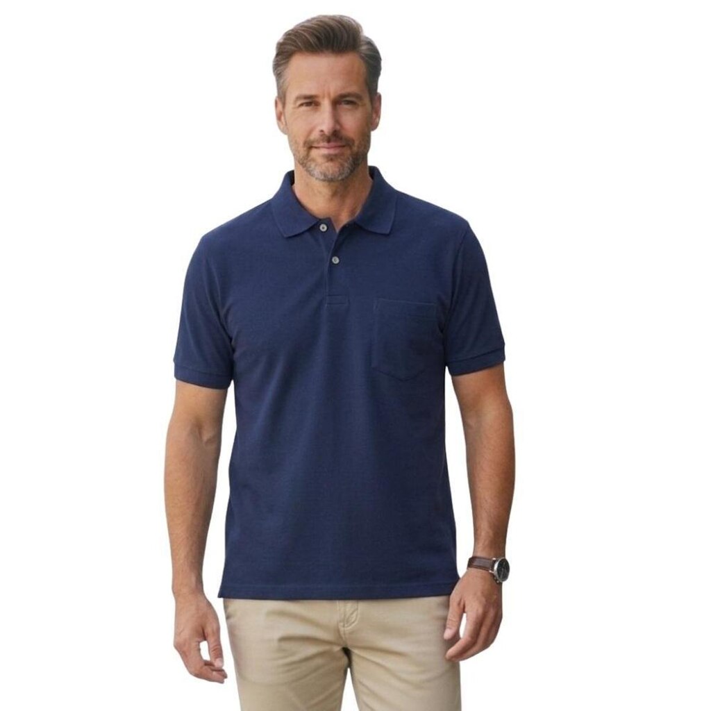 Camisa Gola Polo Com Bolso Masculina Blusa Piquet Basica Algodão Poliester Confortavel Slim Elegante