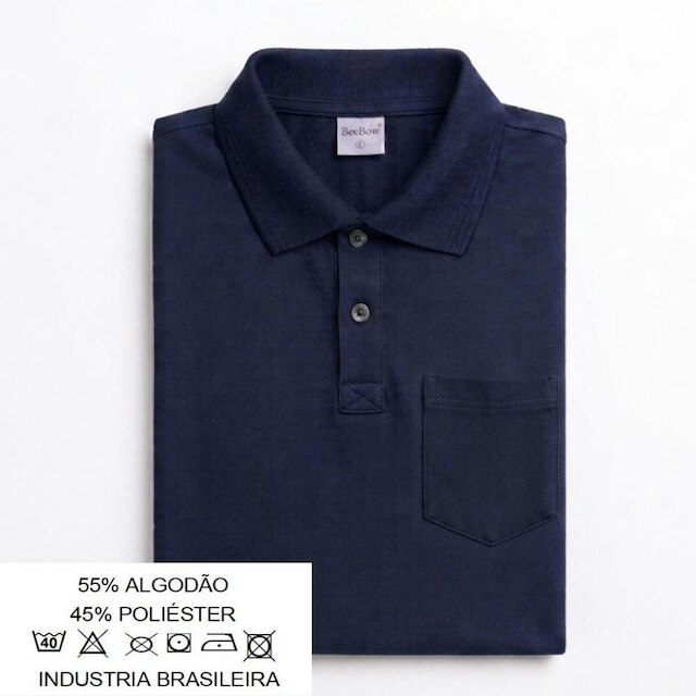 Camisa Gola Polo Com Bolso Masculina Blusa Piquet Basica Algodão Poliester Confortavel Slim Elegante