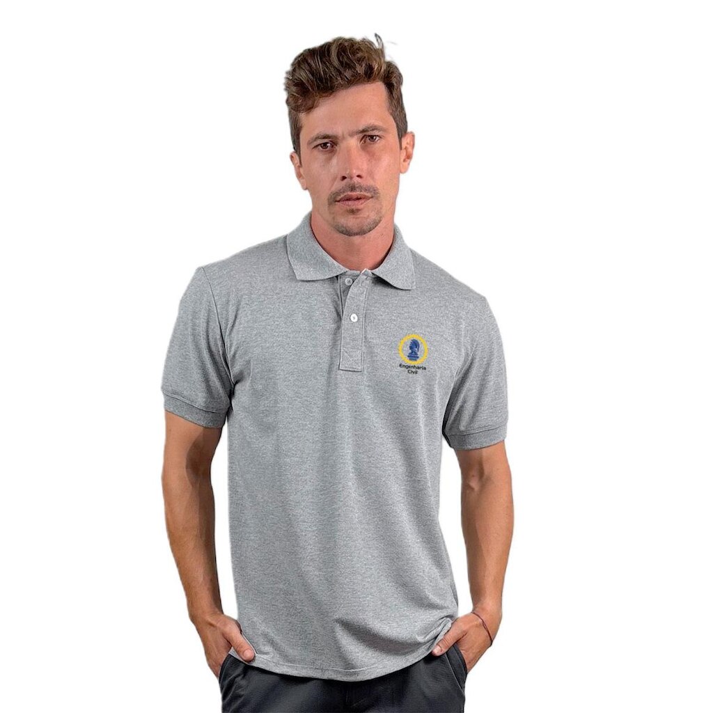 Camisa Gola Polo Estampa Engenharia Civil Piquet Masculina
