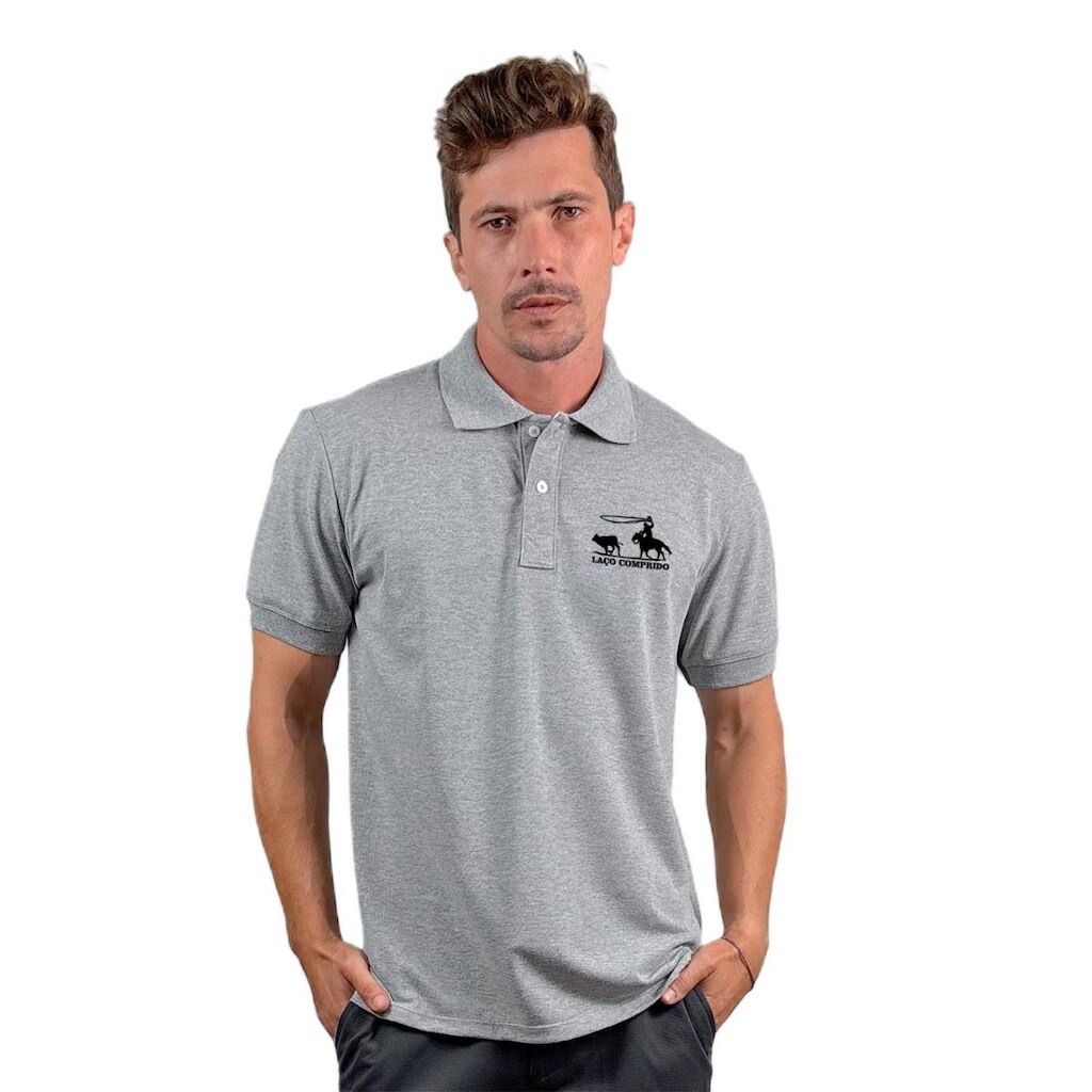 Camisa Gola Polo Estampa Laço Comprido Piquet Masculina