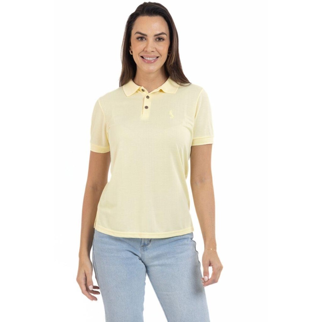 Camisa Gola Polo Feminina Leve Botões Dia a Dia Piquet