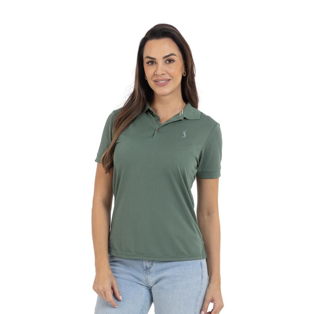 Camisa Gola Polo Feminina Leve Botões Dia a Dia Piquet