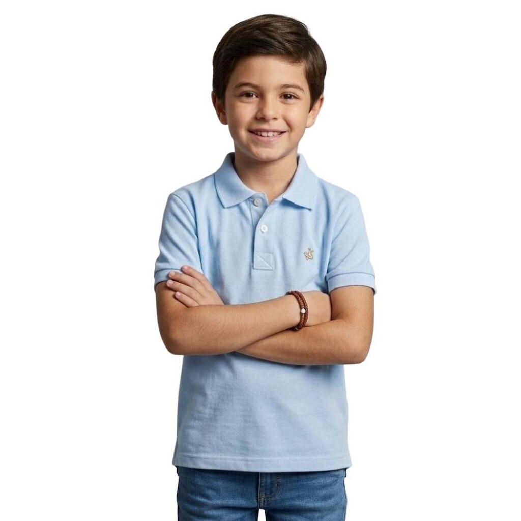 Camisa Gola Polo Infantil Menino Piquet Com Botões Basica Casual Manga Curta Passeio Dia a Dia