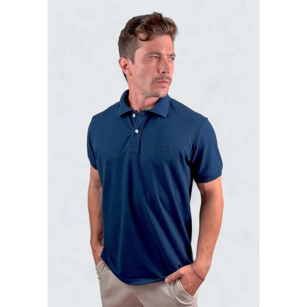 Camisa Gola Polo La'Oase Piquet Bordada Marinho Manga Curta Masculino