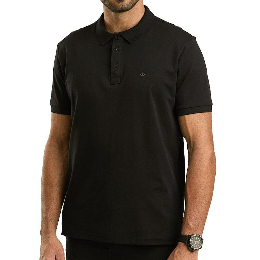 Camisa Gola Polo Masculina Docthos MC Slim Pima Preto - 640