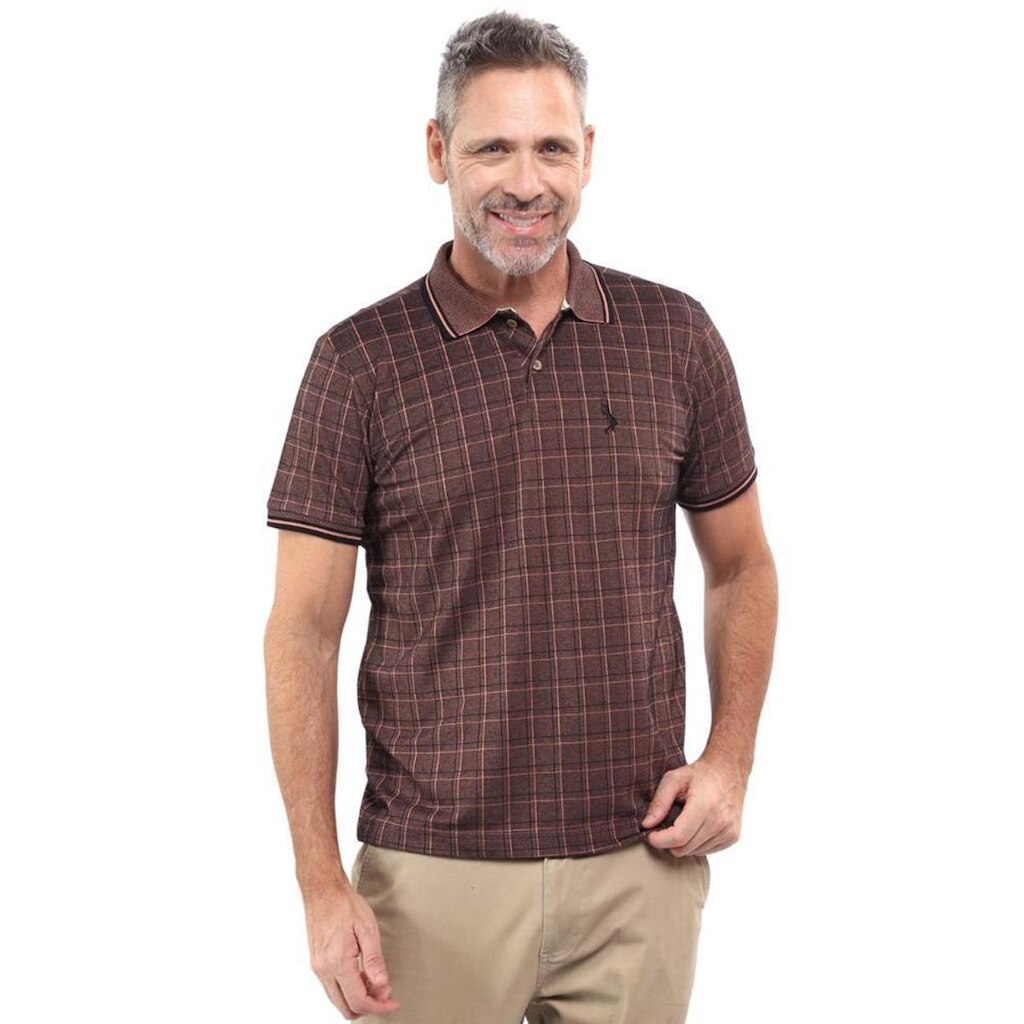 Camisa Gola Polo Masculina Xadrez Manga Curta Algodão