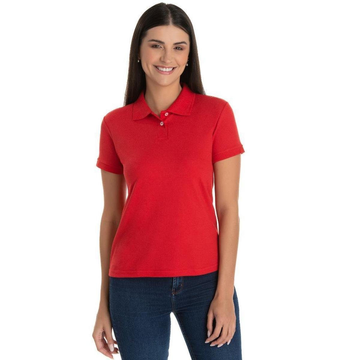Camisa Gola Polo Piquet Feminina Lisa Menor preço em Camisa Gola Polo Piquet Feminina Lisa