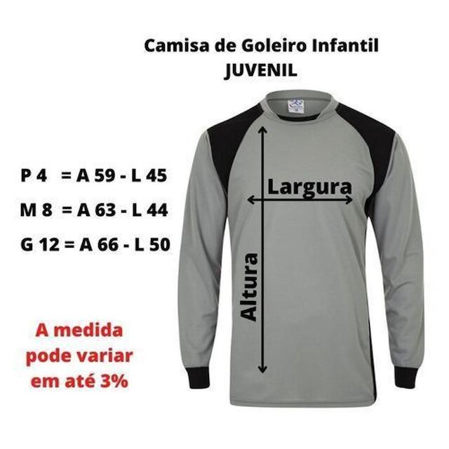 Camisa Goleiro Infantil Com Espuma No Cotovelo Acolchoada