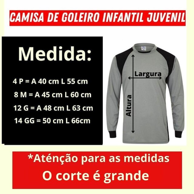 Camisa Goleiro Infantil Com Espuma No Cotovelo Acolchoada