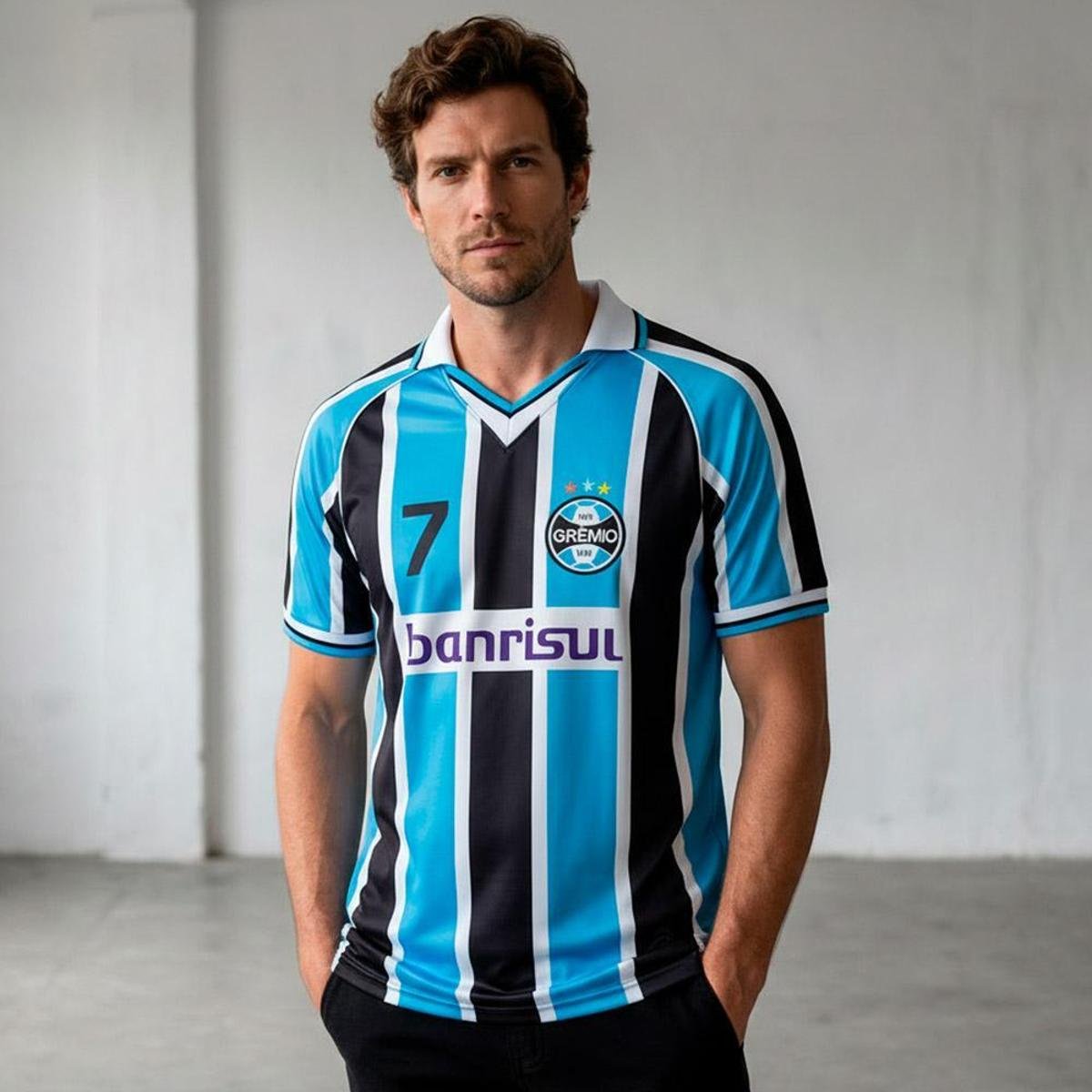 Camisa Grêmio Retrô 2001 Masculina Menor preço em Camisa Grêmio Retrô 2001 Masculina