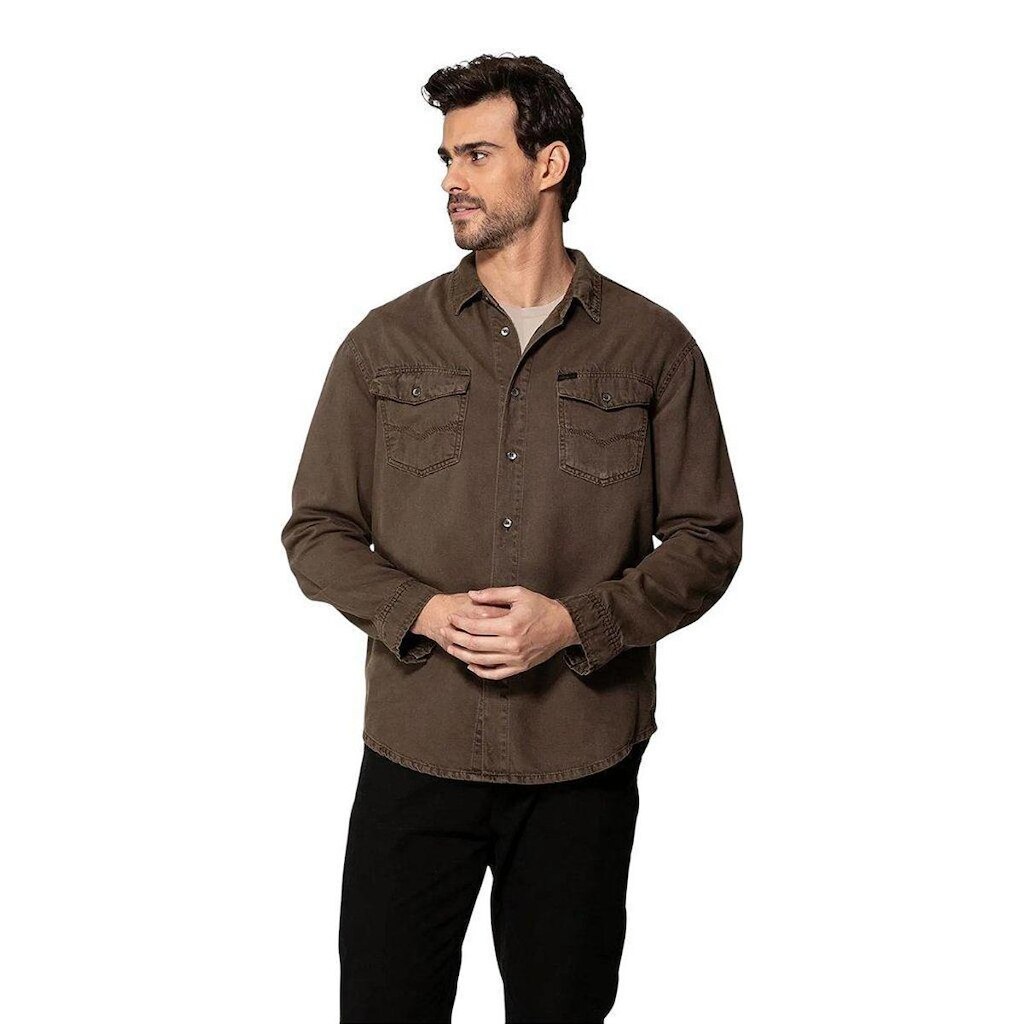Camisa Guess Sarja Estonada Masculino Marrom