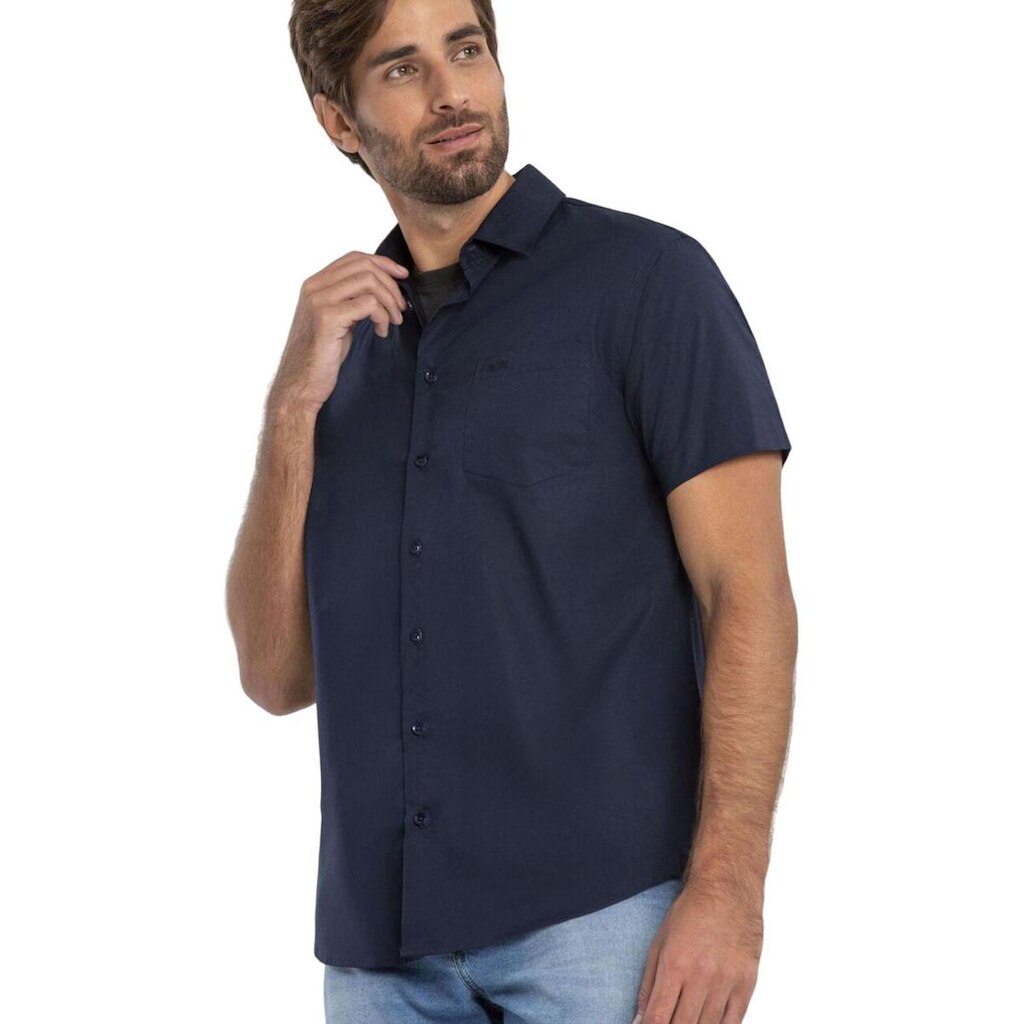 Camisa Hangar 33 Manga Curta Comfort Azul Marinho Tam. G