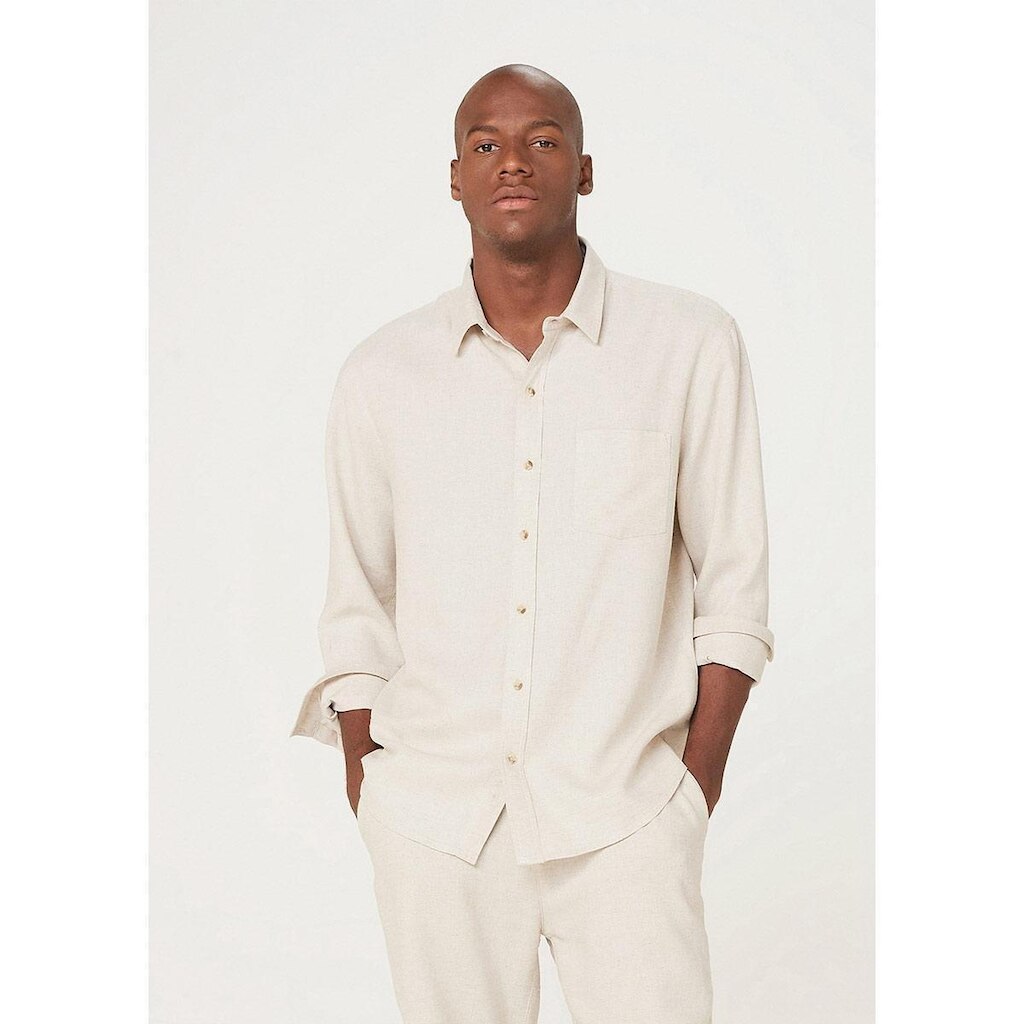 Camisa Hering Básica Slim Manga Longa Em Linho Masculina