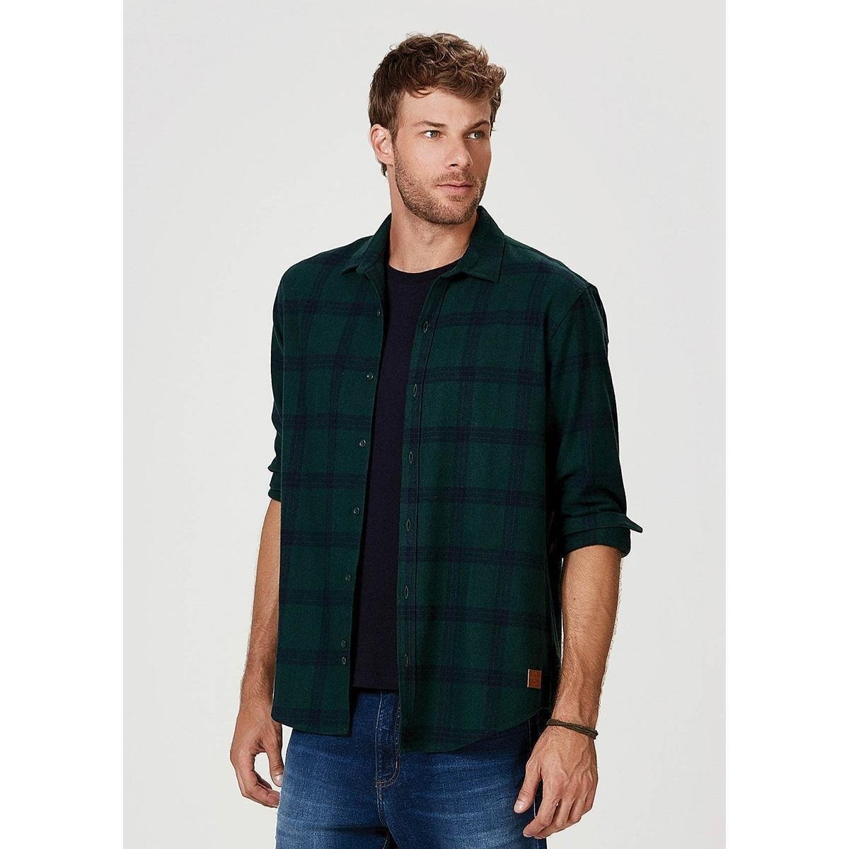 Camisa Hering Flanela Xadrez Leve Masculina - Verde Menor preço em Camisa Hering Flanela Xadrez Leve Masculina - Verde