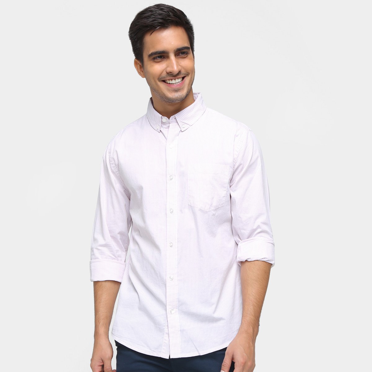 Camisa Hering Xadrez Manga Longa Masculina - Rosa Claro Menor preço em Camisa Hering Xadrez Manga Longa Masculina - Rosa Claro