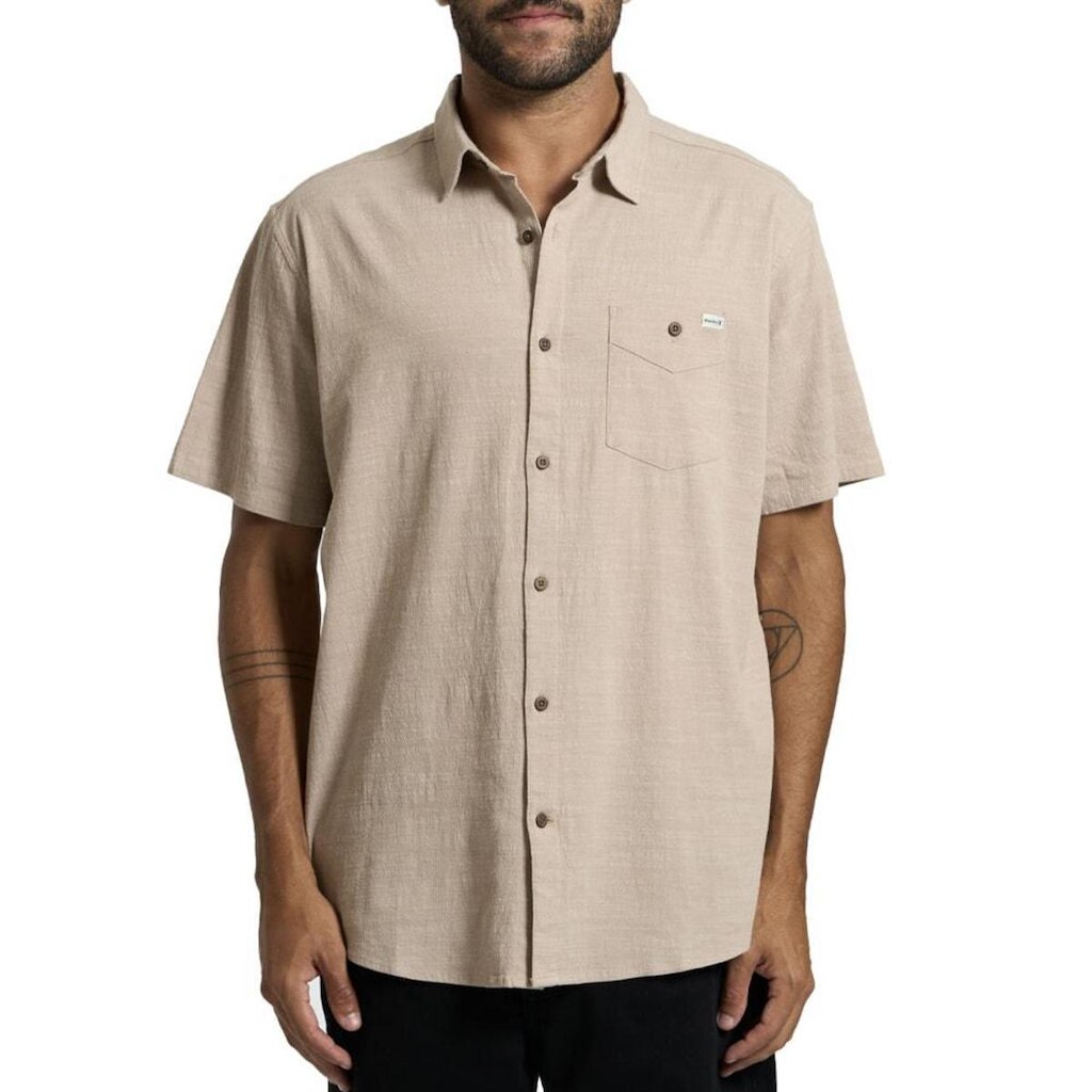 Camisa Hurley One Only Slub Sb Caqui