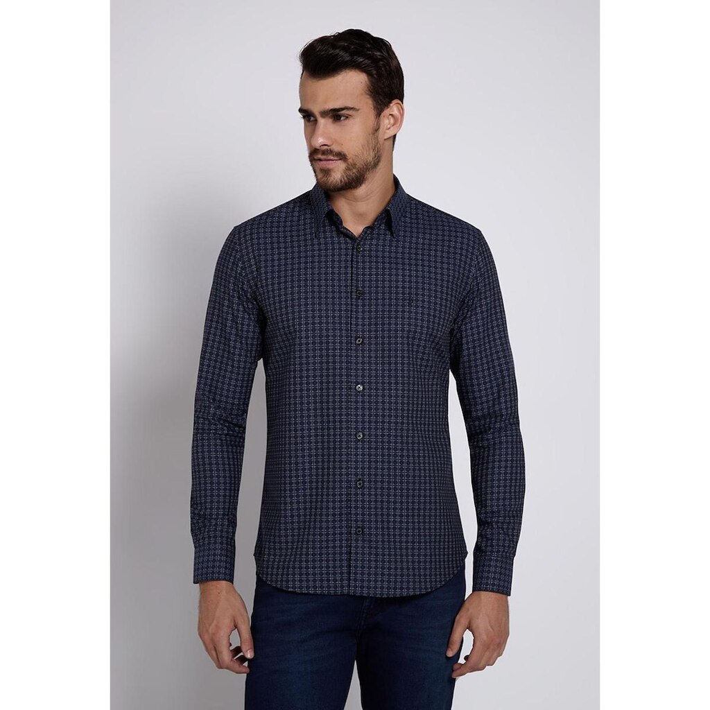 Camisa Individual Concept Maquinetada Azul Tam. 4