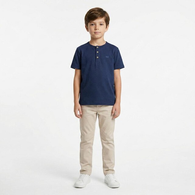 Camisa Infantil Conforto e Estilo Alakazoo Henley Texturizada A0161