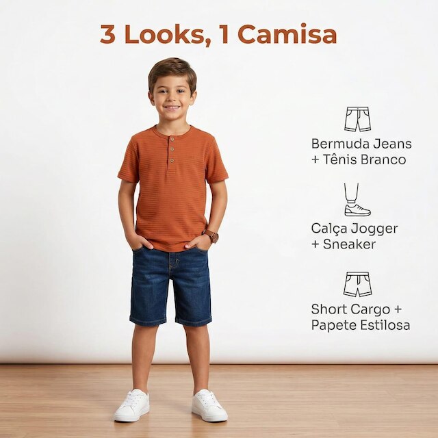 Camisa Infantil Conforto e Estilo Alakazoo Henley Texturizada A0161