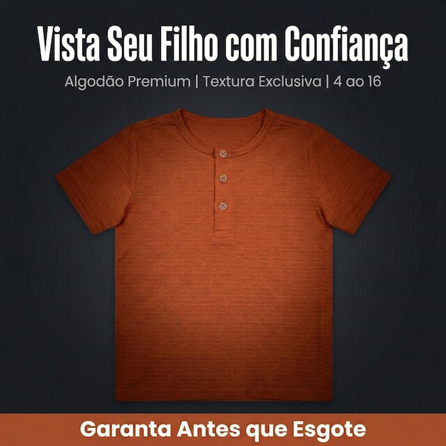 Camisa Infantil Conforto e Estilo Alakazoo Henley Texturizada A0161