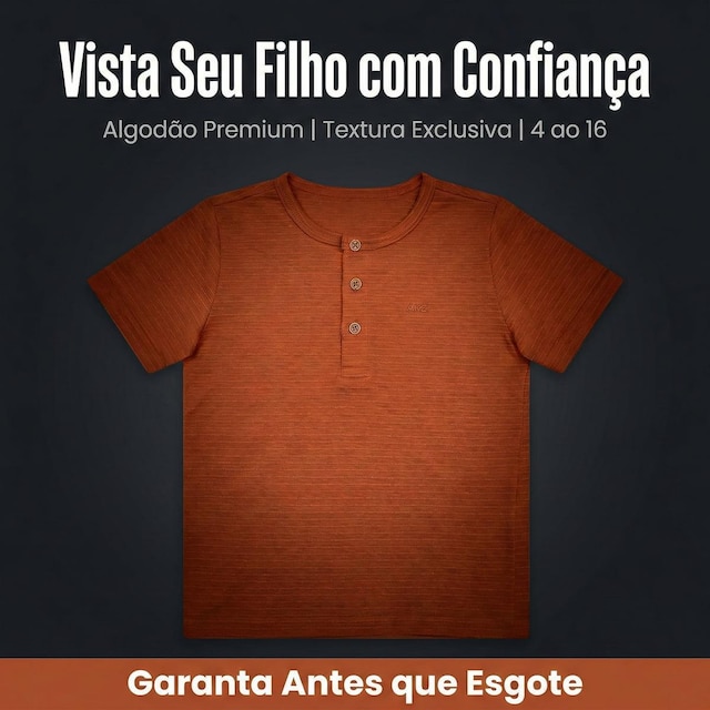 Camisa Infantil Conforto e Estilo Alakazoo Henley Texturizada A0161