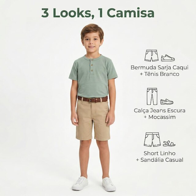 Camisa Infantil Conforto e Estilo Alakazoo Henley Texturizada A0161