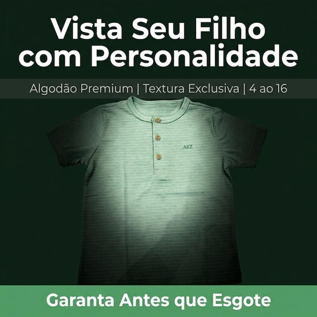 Camisa Infantil Conforto e Estilo Alakazoo Henley Texturizada A0161