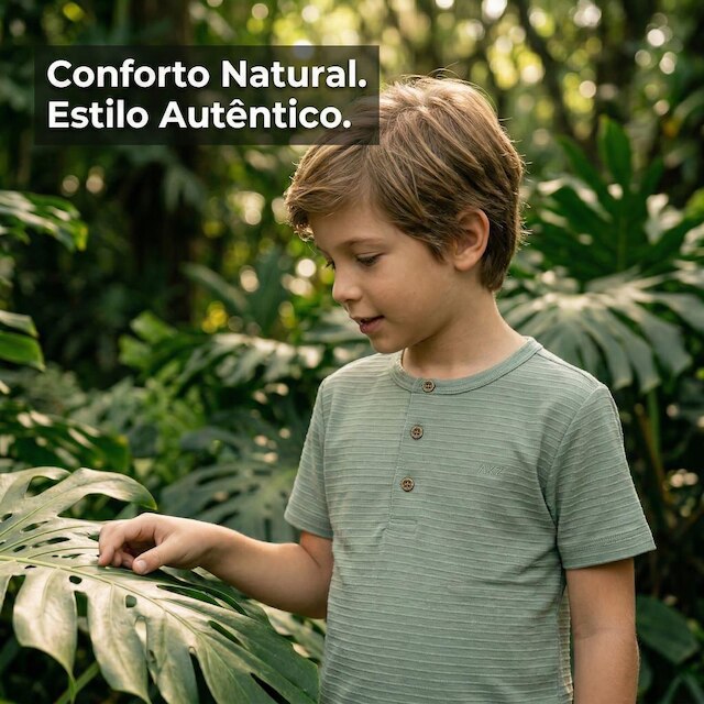 Camisa Infantil Conforto e Estilo Alakazoo Henley Texturizada A0161