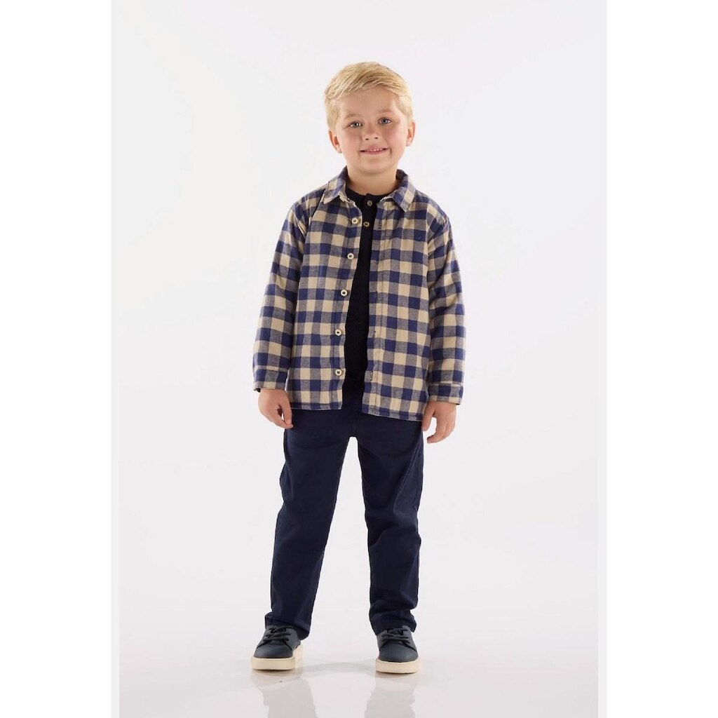 Camisa Infantil em Flanela Xadrez com Forro Up Baby