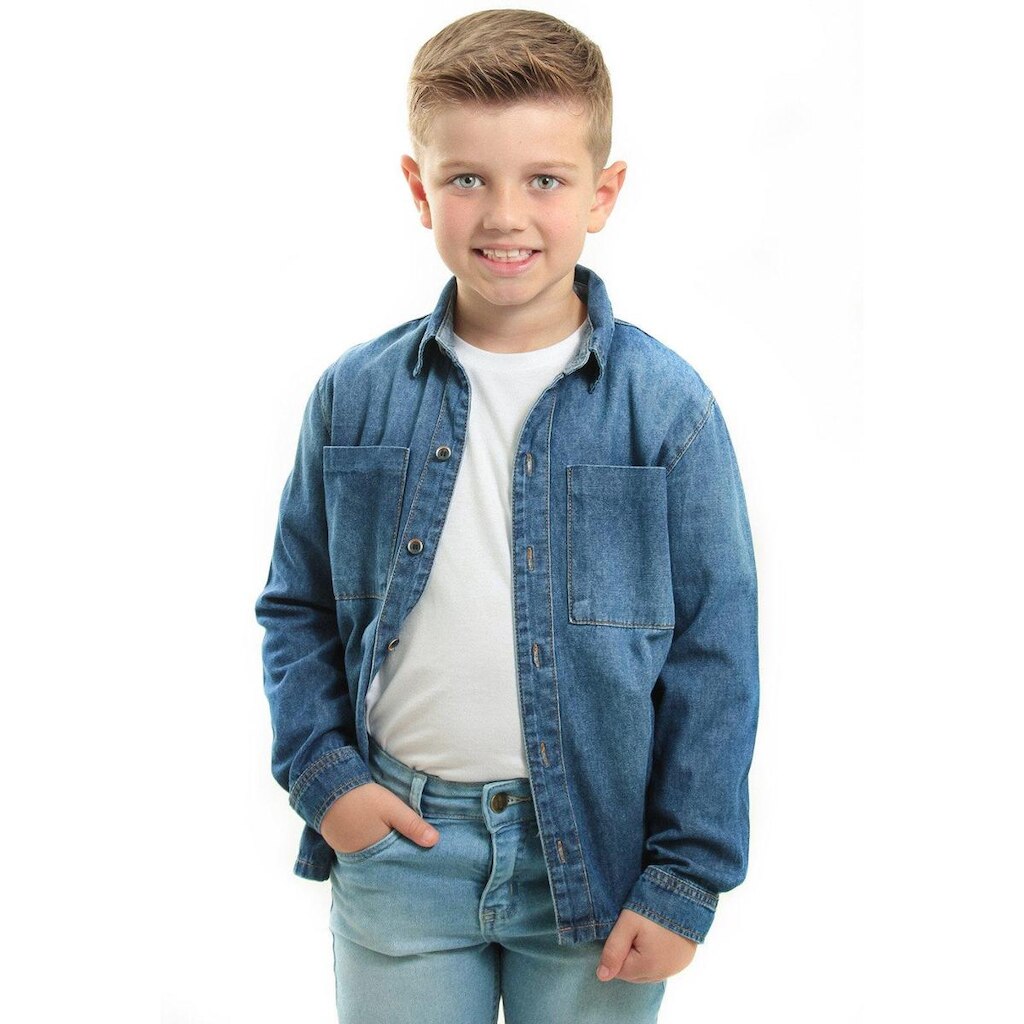 Camisa Infantil Jeans Menino Tradicional