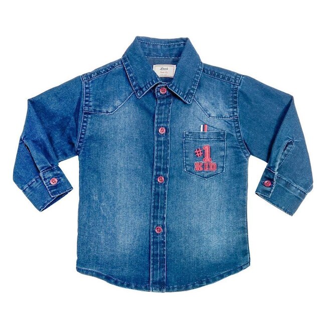 Camisa Infantil Look Jeans Clássica Jeans