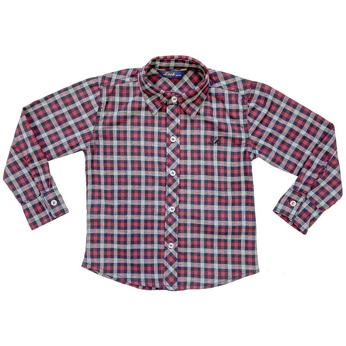 Camisa Infantil Look Jeans Clássica Xadrez - AZUL - 02 - Vermelho Menor preço em Camisa Infantil Look Jeans Clássica Xadrez - AZUL - 02 - Vermelho