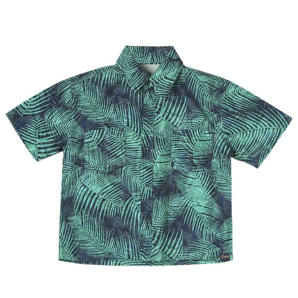 Camisa Infantil Look Jeans Floral Verde - 4 - UNICA
