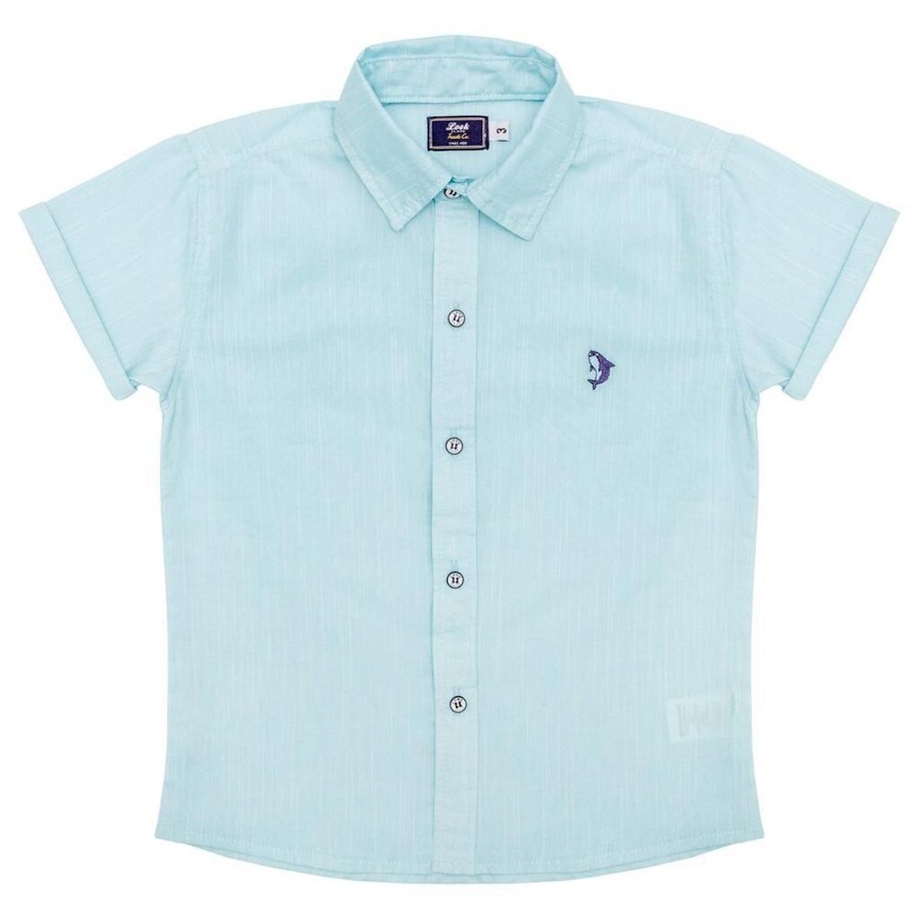 Camisa Infantil Look Jeans Manga Curta Collor - AZUL - 02