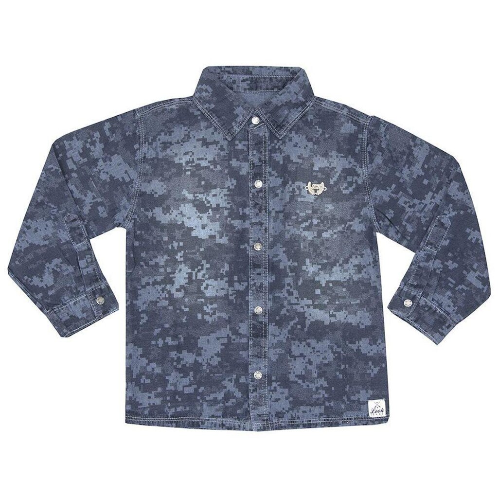 Camisa Infantil Look Jeans Manga Longa Jeans - 1 - UNICA
