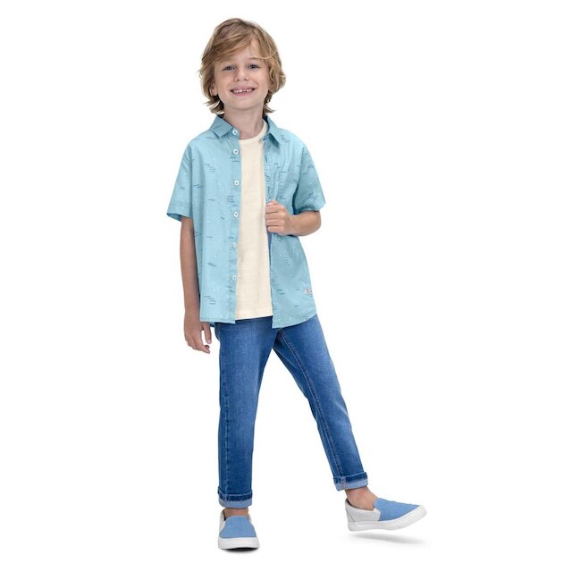 Camisa Infantil Masculina Estampada Trick Nick Azul