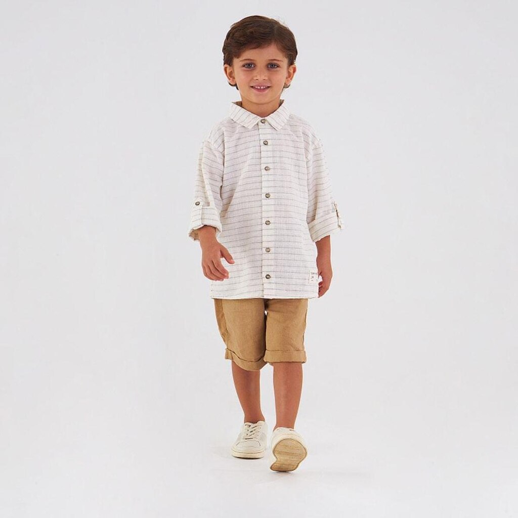 Camisa Infantil Menino em Tricoline Listrado Up Baby