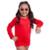 Camisa Infantil Térmica Uv50+ Proteção Solar Menina Segunda Pele - Vermelho