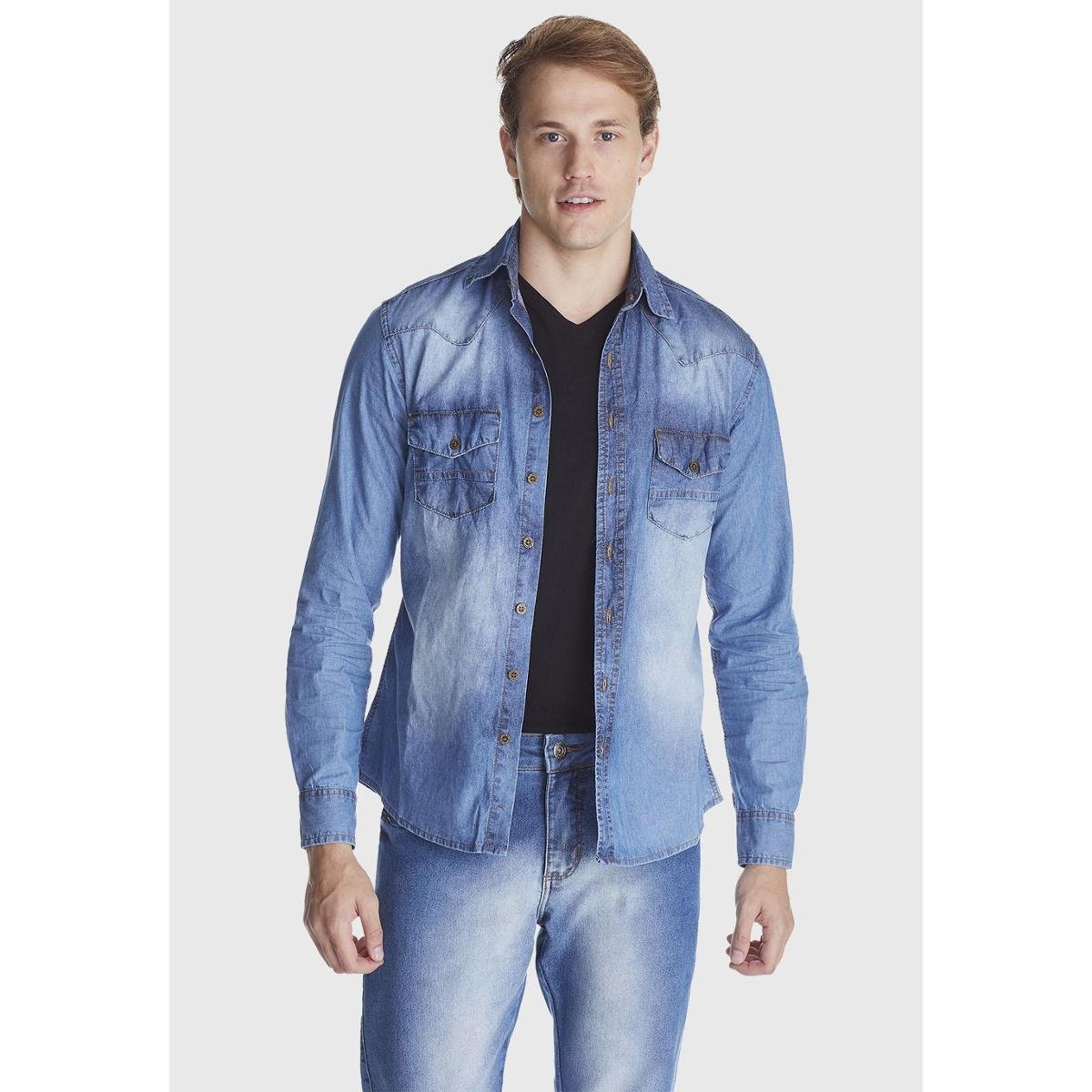 Camisa Jeans HNO Jeans Premium Manga Longa Azul Claro - Azul é ruim? Camisa Jeans HNO Jeans Premium Manga Longa Azul Claro - Azul é boa?