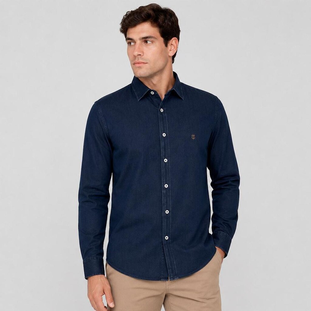 Camisa Jeans Individual Slim Ve27 Masculino