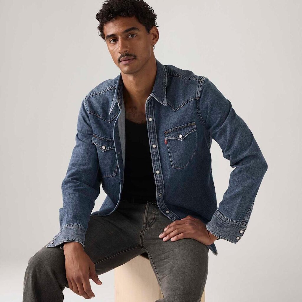 Camisa Jeans Levi's Barstow Western Standard Lavagem Média Masculina