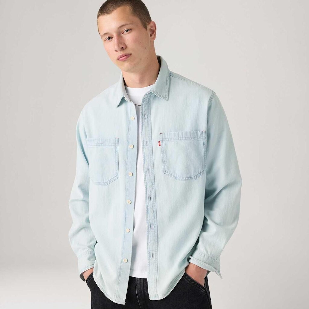 Camisa Jeans Levi's Mariposa Worker Lavagem Clara Manga Longa Masculina