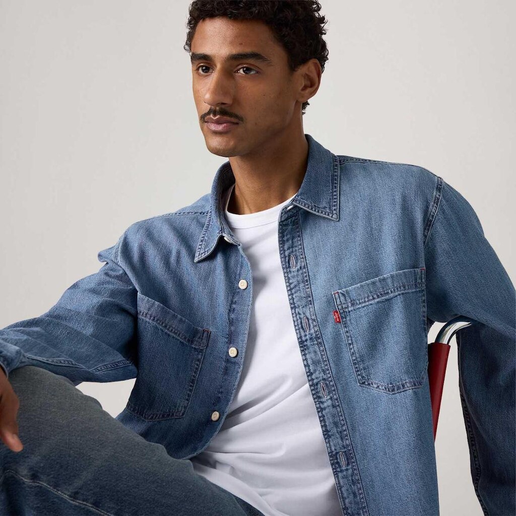 Camisa Jeans Levi's Mariposa Worker Lavagem Média Manga Longa Masculina