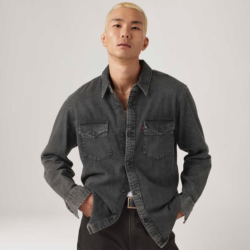 Camisa Jeans Levi's Relaxed Western Preta Masculina