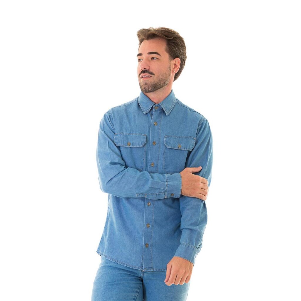 Camisa Jeans Masculina Arauto M/l Leve