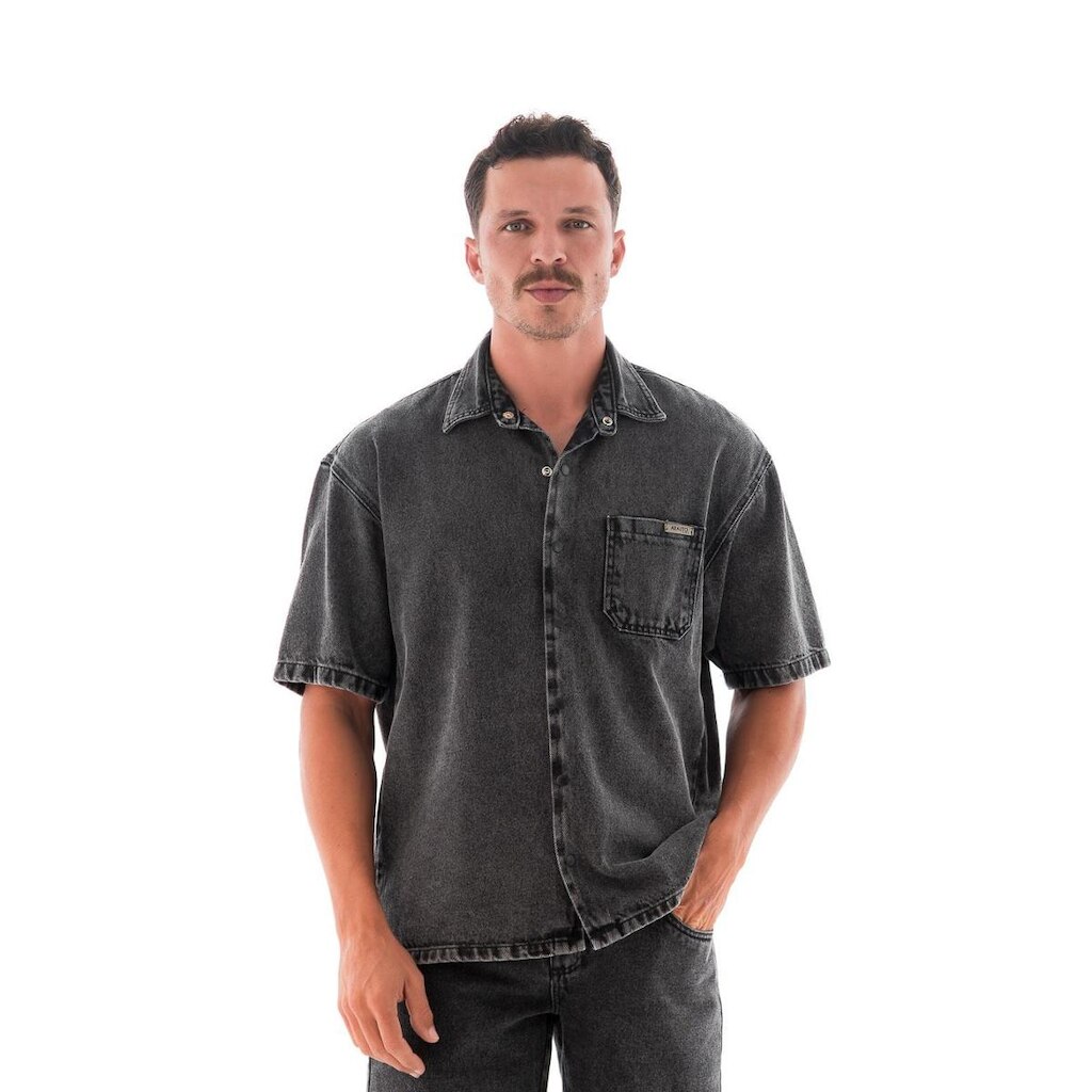 Camisa Jeans Masculina Arauto Oversized Black